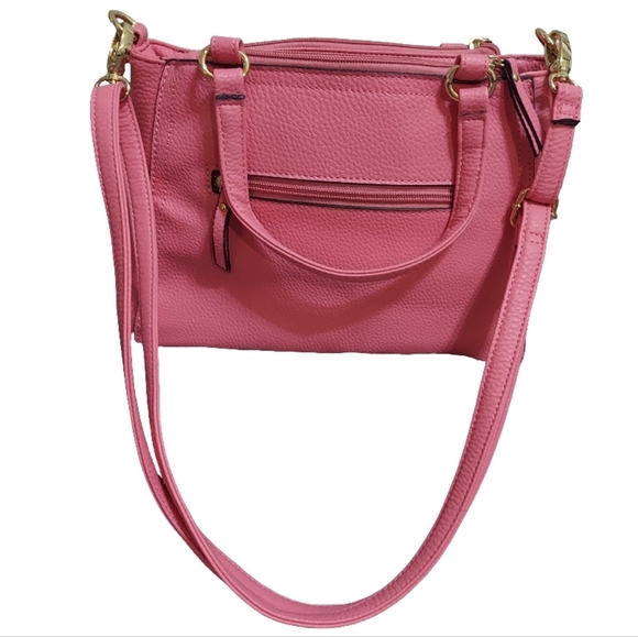 Nicole By Nicole Miller Bubblegum Pink Pebbled Faux Leather Bow Tassel Satchel - Picture 4 of 16